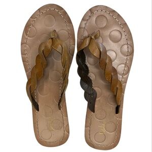 Boden Tan Leather Braided Flip Flop Thong Sandals Size 38